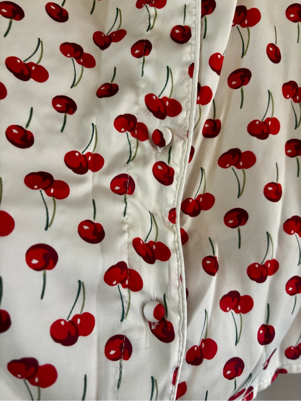Abercrombie & Fitch Satin Pajama Set with Red Cherry Print - Picture 7 of 8